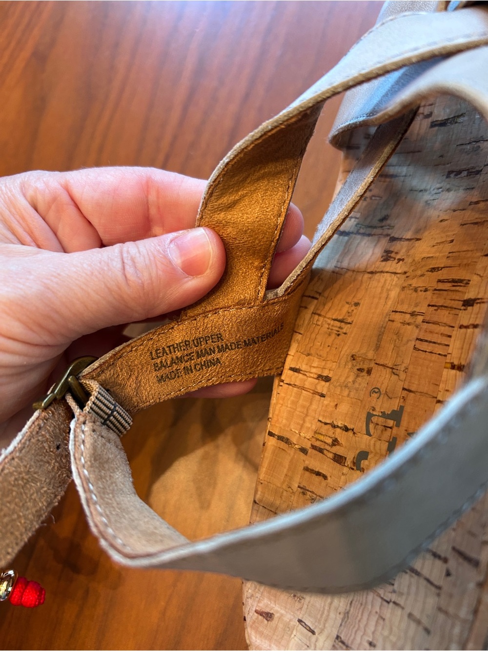 Born Women's size 7 Taupe Crisscross Cork Wedge Sandals - Picture 7 of 8
